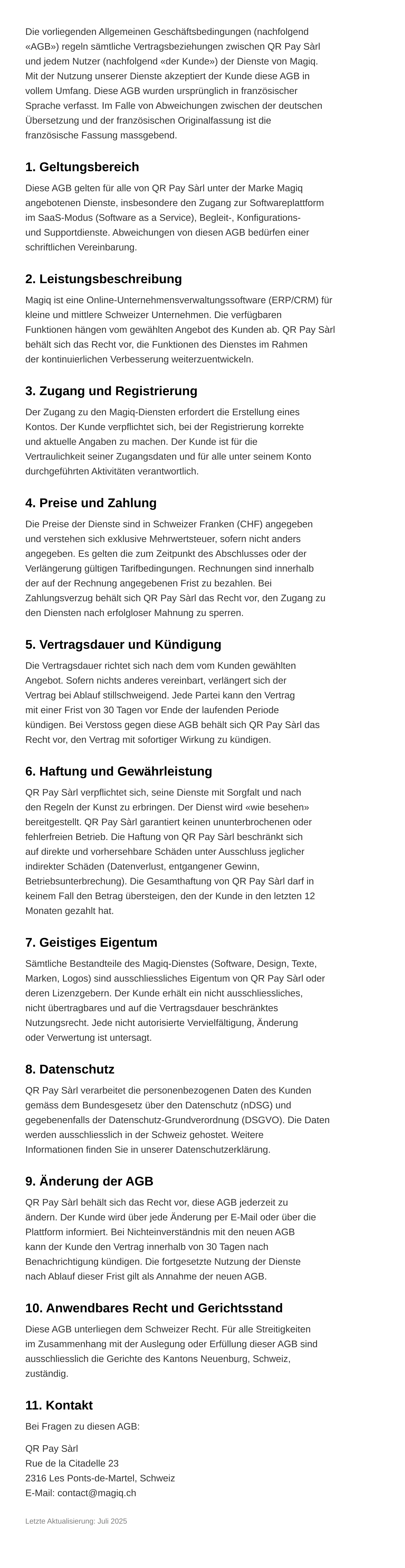 Allgemeine Geschäftsbedingungen
